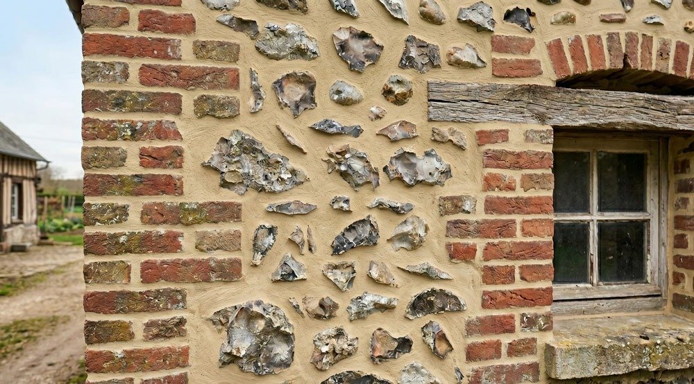 Rejointoiement brique silex, Pays de Bray